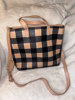 Madewell Black and Tan Transport Checkered Leather Crossbody Bag - NWOT